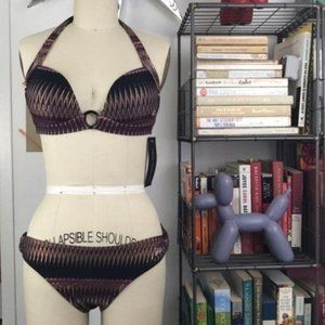 French Connection Metallic Zig Zag Stripe Bikini